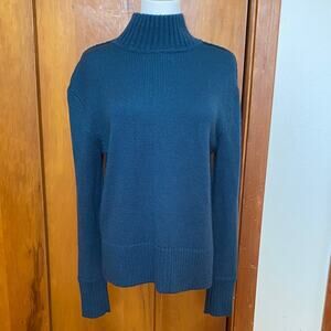Jason Wu Deep Teal Mock Turtleneck Knit Sweater P2P 20” Length 24” Wool Blend